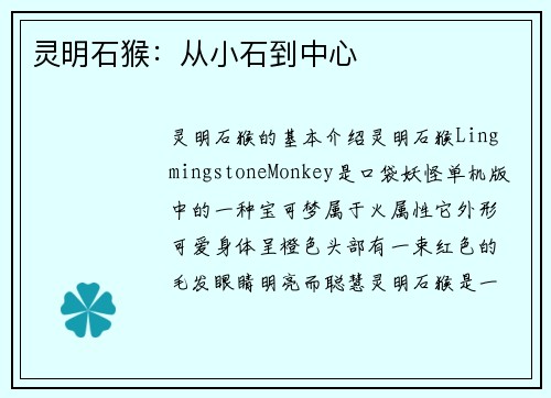 灵明石猴：从小石到中心